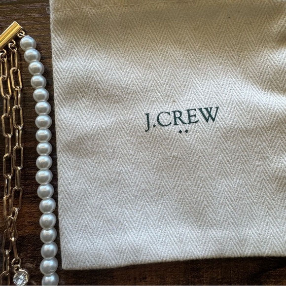J. Crew Gold Plated Faux Pearl Multi-Strand  Chain Necklace - Picture 5 of 6